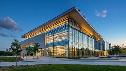 Fototapeta premium Modern Corporate Office Building at Dusk