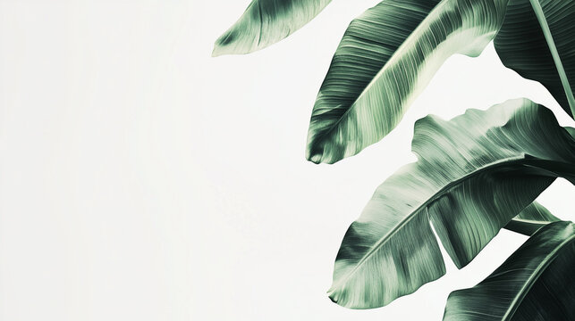 A tropical-themed PowerPoint template with large, bold green leaves.