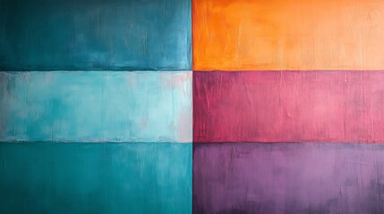 Fototapeta premium Vibrant teal orange purple abstract art texture background. AI Generated