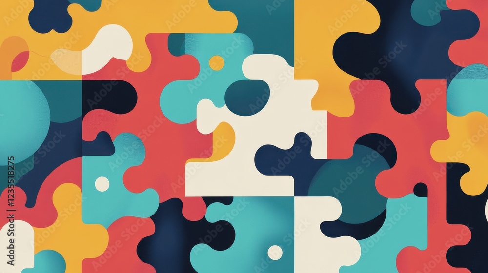 Poster abstract colorful puzzle piece pattern design