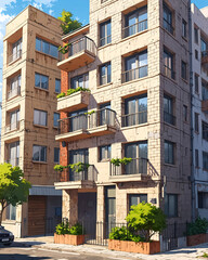 Naklejka premium Hauntingly Beautiful Anime Art of Classic Apartment Building Left Abandoned in Rustic State Background Illustration Aesthetic