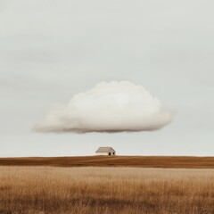 A stormy landscape with a lonely house.