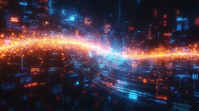 Data stream, network flow, digital, technology