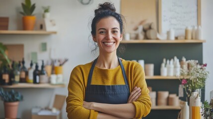 A woman in a yellow shirt