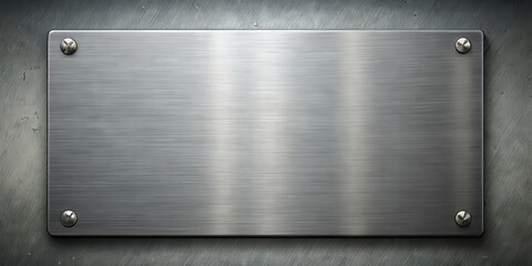 Industrial metal plate on a gray background with a realistic rendering of a metallic finish, showcasing the texture and depth of the material , metallic finish, texture