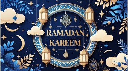 Ramadan kareem greeting card background. Islamic culture, arabic style. Ramadan mubarak.
