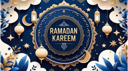 Ramadan kareem greeting card background. Islamic culture, arabic style. Ramadan mubarak.