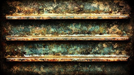 Rusty Metal Surface with Layered Strips and Grunge Textures