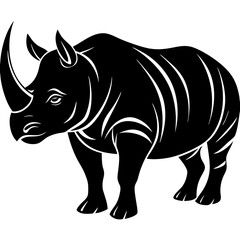 Obraz premium Rhinoceros Silhouette vector with white background