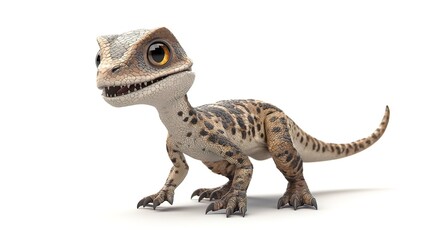 Obraz premium Adorable cartoon baby dinosaur, isolated on white background.