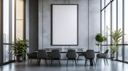 Modern Conference Room with Large Windows and Minimalist Design