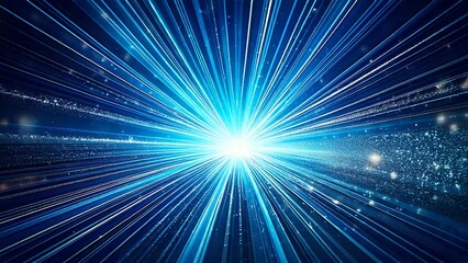 魔法のようなキラキラ 宇宙風サンバースト ブルー 水色 近未来の雰囲気 背景素材 16:9サイズ AI生成素材