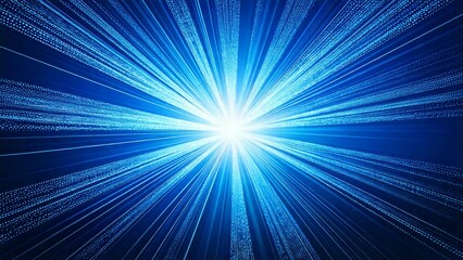 魔法のようなキラキラ 宇宙風サンバースト ブルー 水色 近未来の雰囲気 背景素材 16:9サイズ AI生成素材