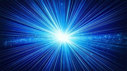 魔法のようなキラキラ 宇宙風サンバースト ブルー 水色 近未来の雰囲気 背景素材 16:9サイズ AI生成素材