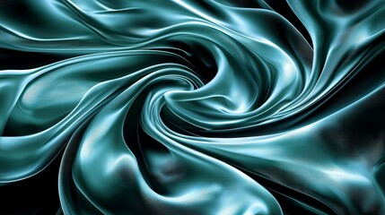 Obraz premium Swirling Silk Texture in Vibrant Teal and Black Background