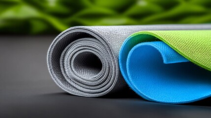 Rolled Yoga Mats Softly Curled Vibrant Colors. AI Generated