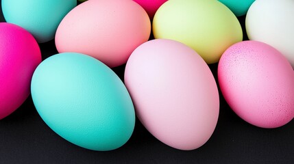 Fototapeta premium Colorful Easter Eggs on Black Background for Spring Celebrations