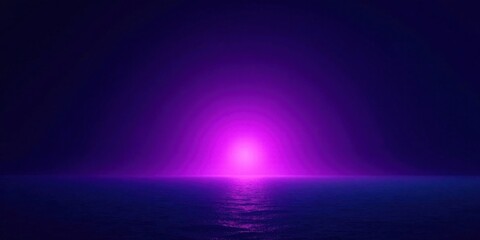 Vibrant Purple Horizon Over a Calm Ocean A Serene and Ethereal Seascape Image Featuring a Glowing Purple Light Source