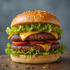 4k high quality Ai generative HD high definition food hamburger on black background