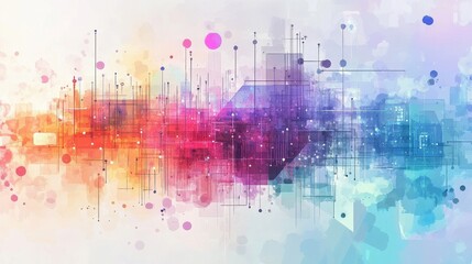 Obraz premium Business analytics flat design side view technology theme watercolor Triadic Color Scheme. 