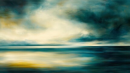 Obraz premium Tranquil Seascape with Dramatic Clouds Reflecting on Water Surface
