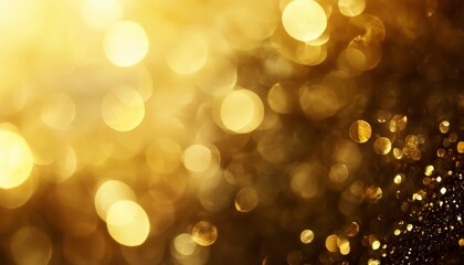 Obraz premium Abstract golden background with sparkling bokeh lights and texture