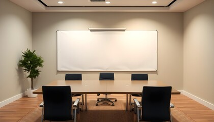 Meeting Room Office With Empty Billboard Mockup