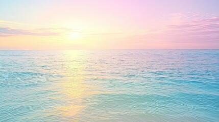 Fototapeta premium Serene Sunrise Over Tranquil Ocean Water with Soft Pastel Colors