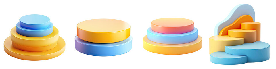 3d cartoon podium icon set. PNG transparent background.