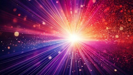 Fototapeta premium 魔法のようなキラキラ 宇宙風サンバースト 青紫 ピンク 赤 近未来の雰囲気 背景素材 16:9サイズ AI生成素材