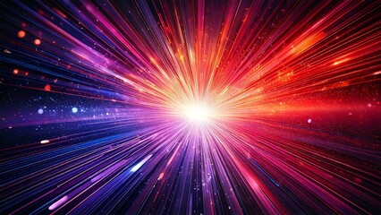 Fototapeta premium 魔法のようなキラキラ 宇宙風サンバースト 青紫 ピンク 赤 近未来の雰囲気 背景素材 16:9サイズ AI生成素材