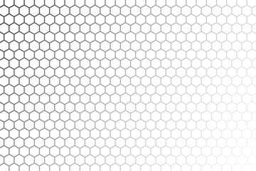 Abstract black and white background consisting of hexagons. Halftone background. Gradient illustration. Soccer,football concept wallpaper.
