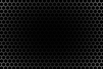 Abstract black and white background consisting of hexagons. Halftone background. Gradient illustration. Soccer,football concept wallpaper.