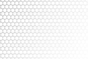 Abstract black and white background consisting of hexagons. Halftone background. Gradient illustration. Soccer,football concept wallpaper.