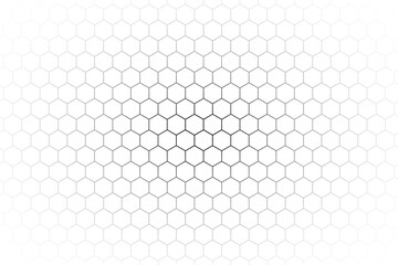 Abstract black and white background consisting of hexagons. Halftone background. Gradient illustration. Soccer,football concept wallpaper.