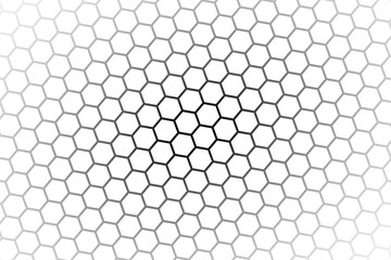 Abstract black and white background consisting of hexagons. Halftone background. Gradient illustration. Soccer,football concept wallpaper.