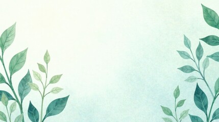 Serene Botanical Illustration Delicate Watercolor Greenery on a Soft, Textured Background, Ideal for Invitations, Greeting Cards, or Peaceful Designs
