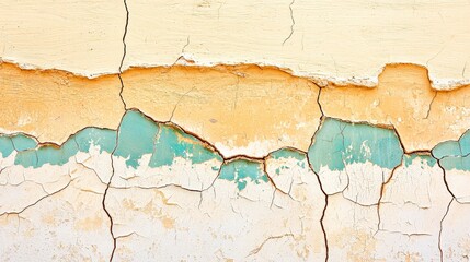 Obraz premium Cracked and Peeling Paint on Old Wall with Unique Texture Patterns