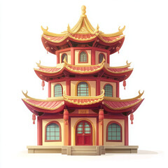 Obraz premium colorful pagoda with ornate roofs and lanterns, showcasing traditional architecture