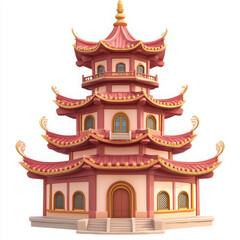 Fototapeta premium colorful pagoda with intricate details and multiple tiers, showcasing traditional architecture