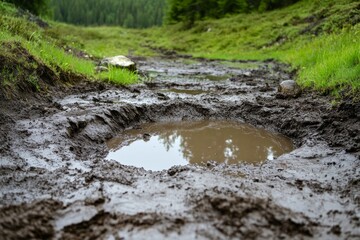Muddy Hole Developed Due to Recent Rainfall - View 2