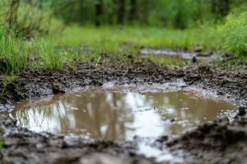 Obraz premium Muddy Hole Developed Due to Recent Rainfall - View 4