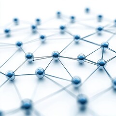 Abstract Blue Network Structure with Connected Nodes