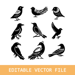 bird set silhouette vector design
