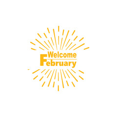 welcome february typography vector flat design