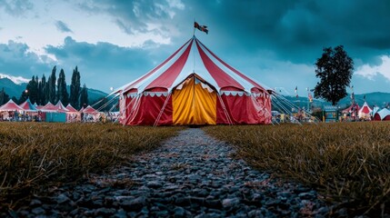 Majestic Circus Tent Under Dramatic Sky  Festival  Fair  Show