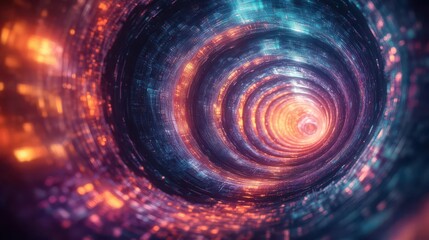 Obraz premium Design a mesmerizing fractal portal from a tilted perspective, showcasing shifting dimensions, radiant hues, and a sci-fi essence in detailed digital artwork