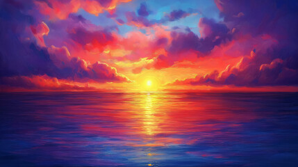 Magnificent sunset view and sunset glow
