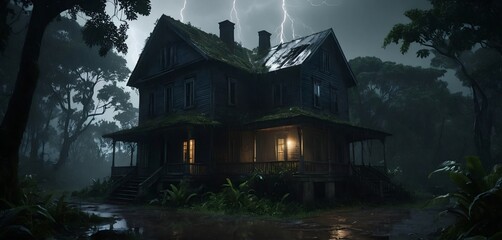 Haunted house in forest , Lightning-Struck Jungle House 