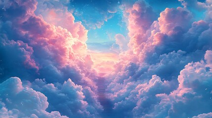 Dreamlike pastel cloudscape gently illuminated warm light creates serene peaceful ambiance. AI Generated